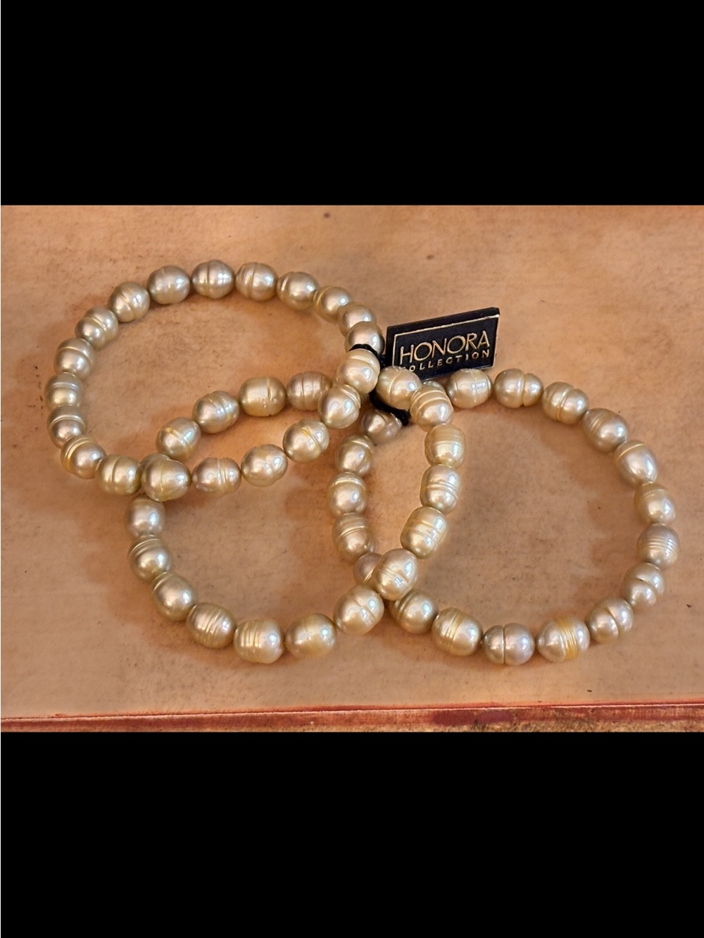 Honora Pistachio Baroque Set of 3 Stretch Pearl Bracelets
